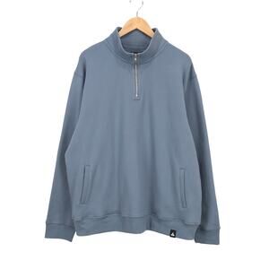 NWOT American Giant Men's Midweight Half Zip Fleece Mockneck Gray Blue Size XL